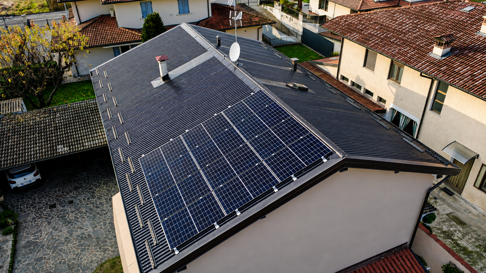 Impianto fotovoltaico su tetto residenziale